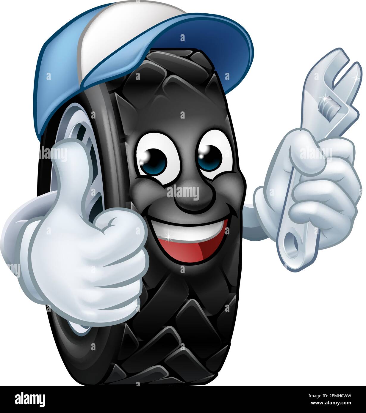 Pneumatico Cartoon Autofficine mascotte di servizio Illustrazione Vettoriale
