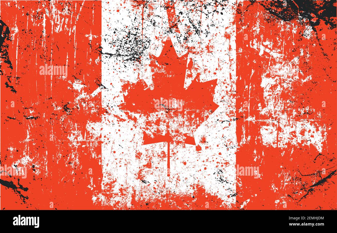Bandiera canadese in stile grunge. Texture afflitta Illustrazione Vettoriale