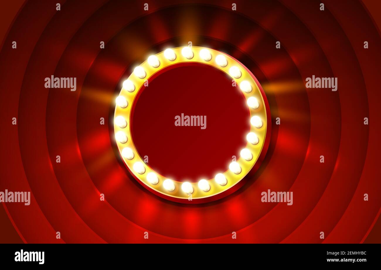 Cartelloni retro con cornice rossa, testo vuoto in tempo di presentazione. Illustrazione vettoriale Illustrazione Vettoriale