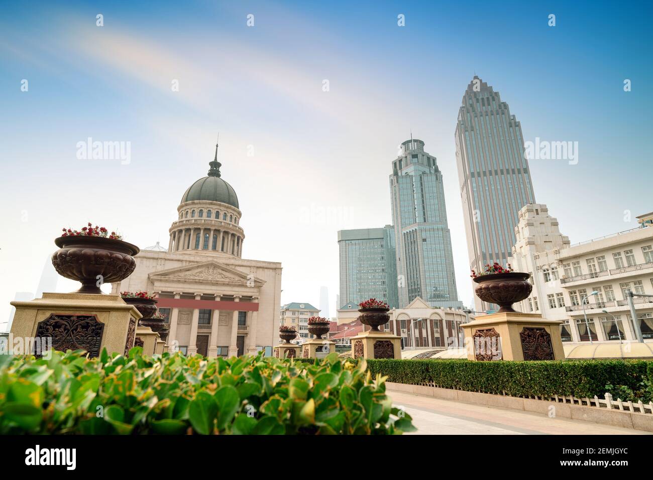 Piazza della Città e gli edifici storici, Tianjin, Cina. Foto Stock