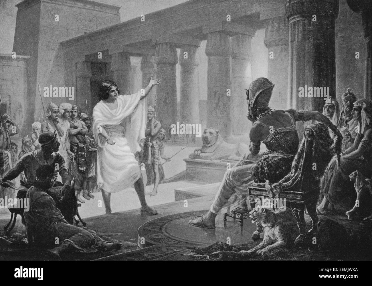 Un'illustrazione all'inizio del XX secolo della storia biblica di Giuseppe che interpreta i sogni per il Faroah egiziano dal Libro della Genesi. Dipinto da Margaret Isabel Dovaston intorno al 1914 Foto Stock