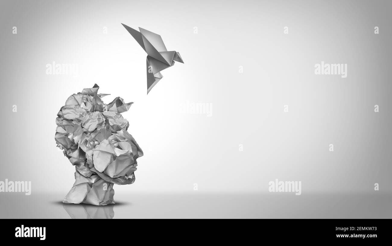 Concetto creativo di mente e idee di brainstorming con la progettazione del cervello che pensa allo stile di illustrazione 3D. Foto Stock