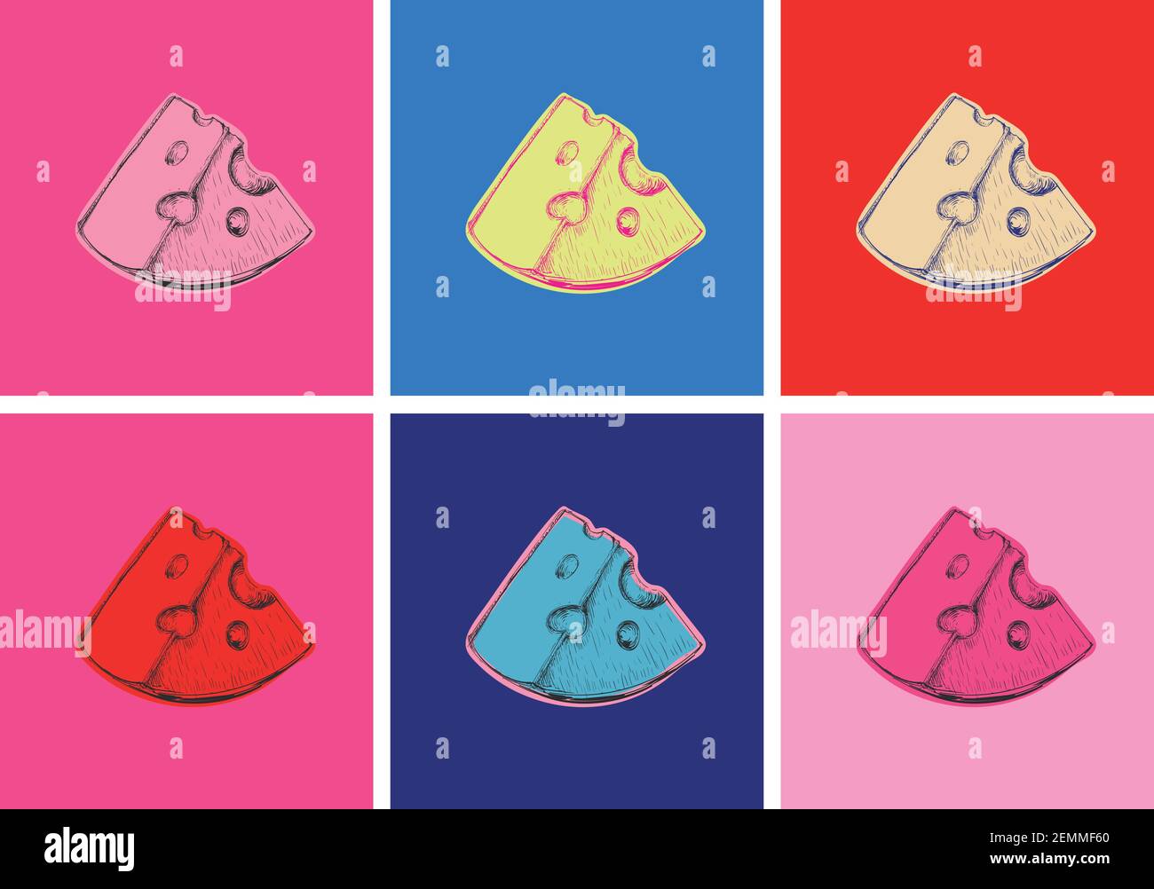 Pezzo di formaggio disegnata a mano Vector Illustrazione Formaggi disegnati a mano Illustrazione vettoriale Illustrazione Vettoriale