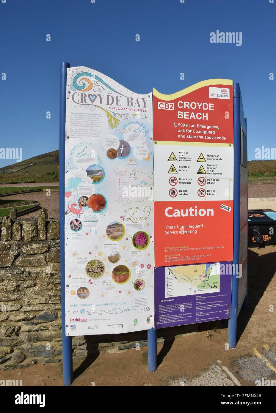 Regole di Croyde Beach, cartelli, Segnaletica, Devon nord, Foto Stock