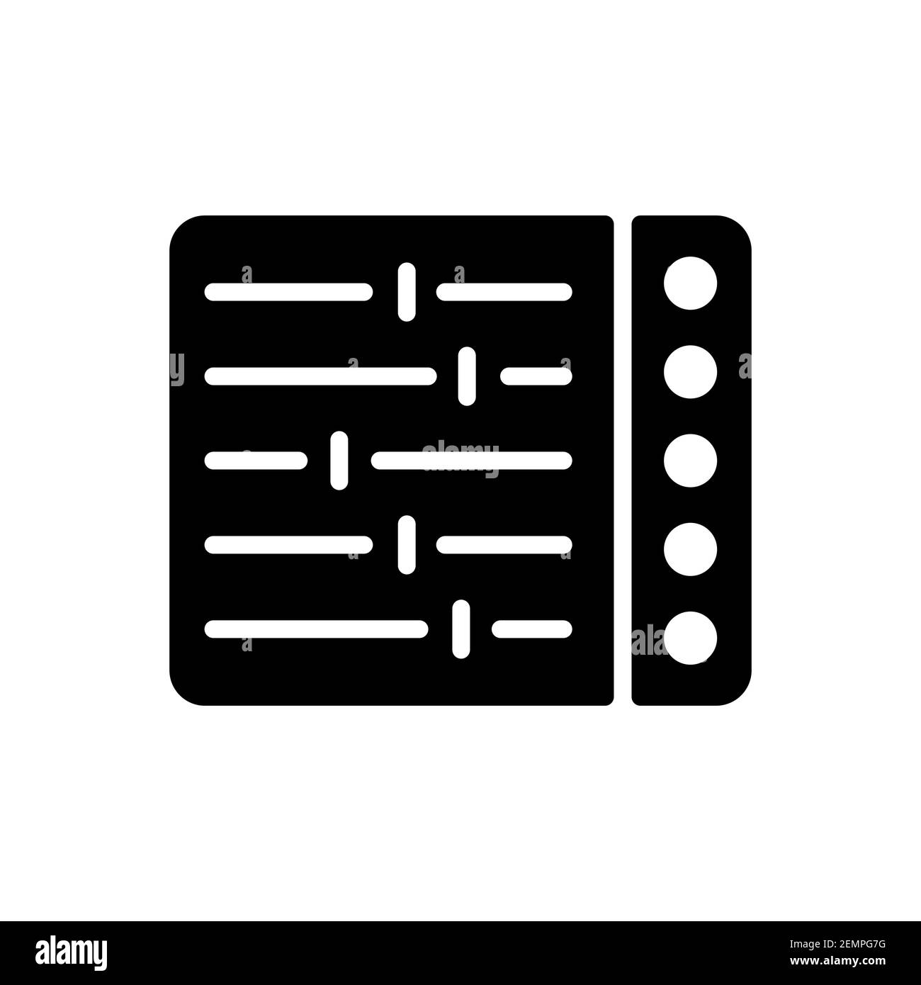 Icona del glifo piatto del vettore della console di missaggio. Simbolo grafico per la musica e il suono del sito web e delle applicazioni design, logo, app, UI Illustrazione Vettoriale