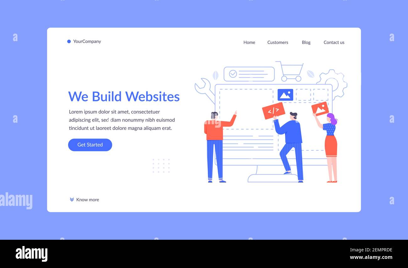 Sito Web Team Build, creare una pagina Web di destinazione Illustrazione Vettoriale