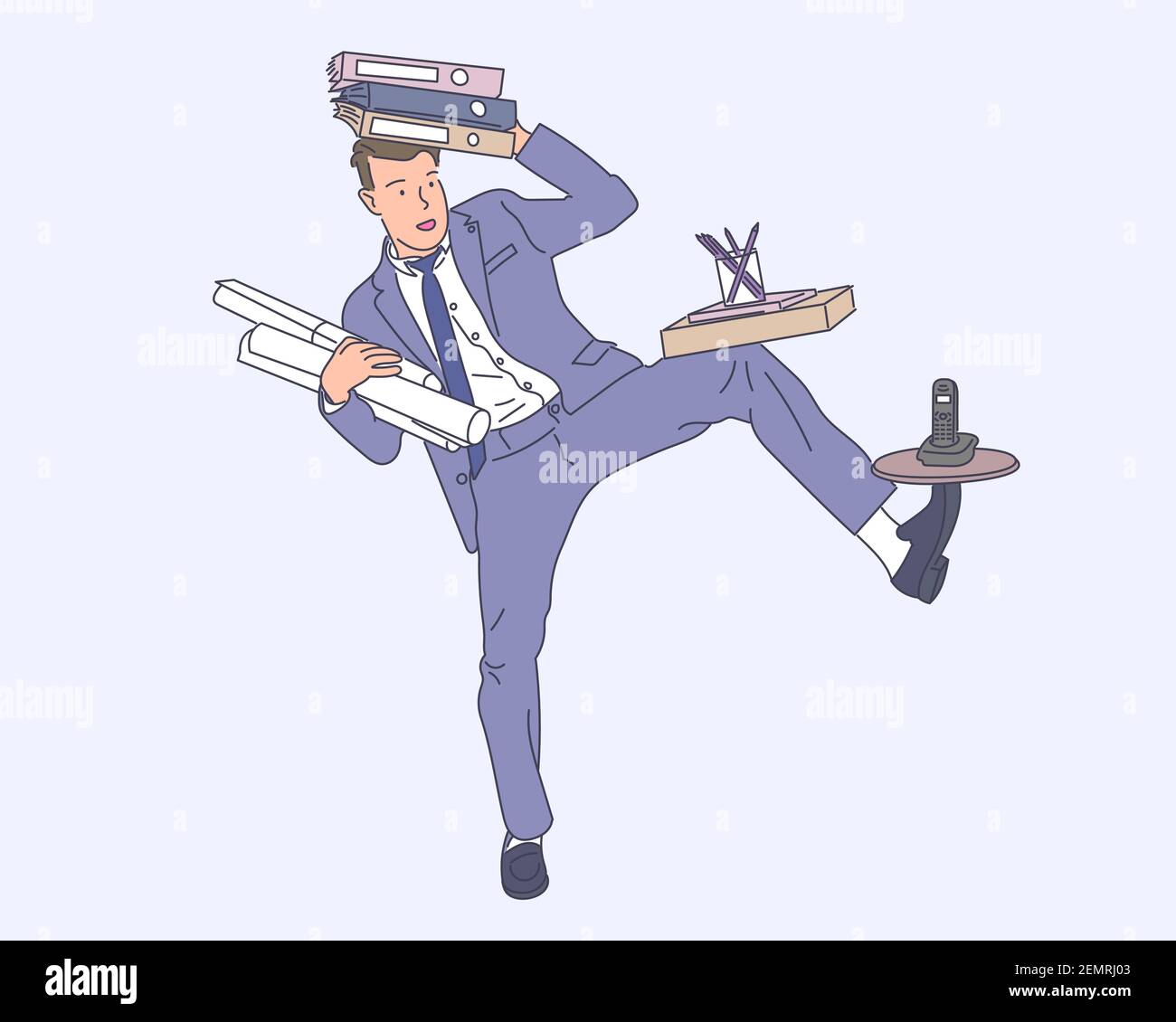 Uomo d'affari con l'illustrazione di concetto di amministrazione di affari Vector libero. Illustrazione Vettoriale