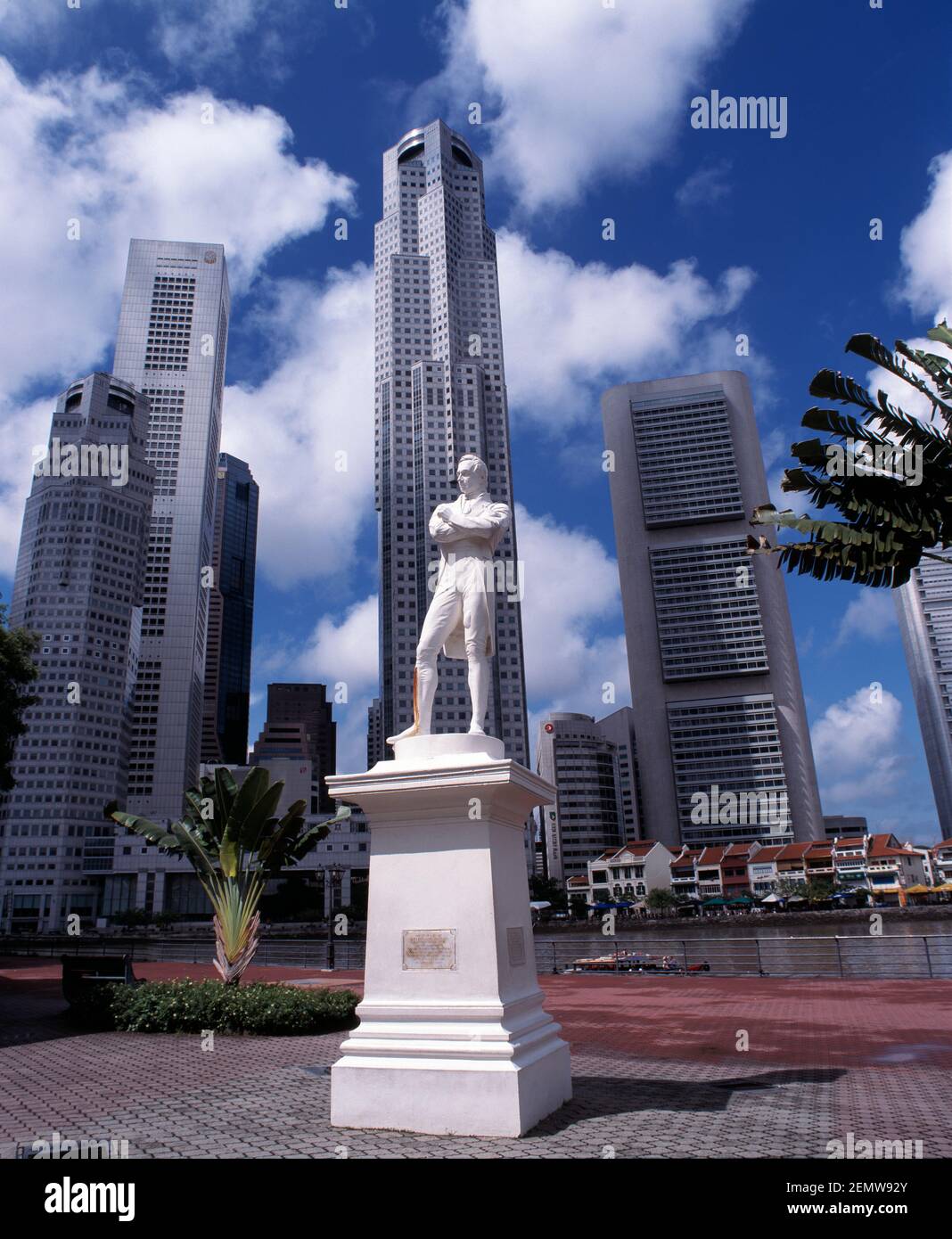 Singapore. Centro città. Statua di Raffles. Foto Stock
