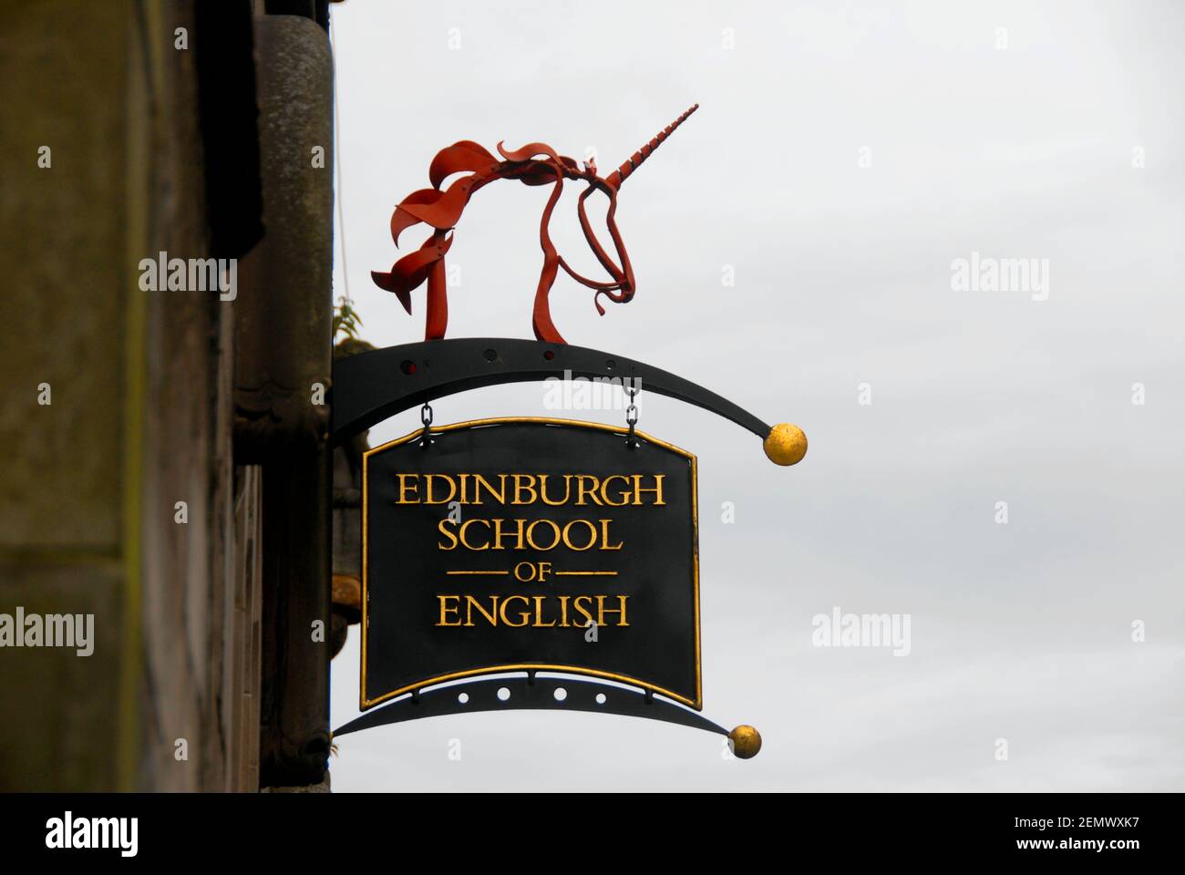 Cartello per la Edinburgh School of English, Queen Street, Edinburgh, Scotland Foto Stock