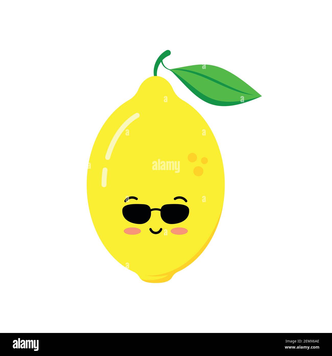 Cute limone in sunglases icona isolato su sfondo bianco. Illustrazione Vettoriale