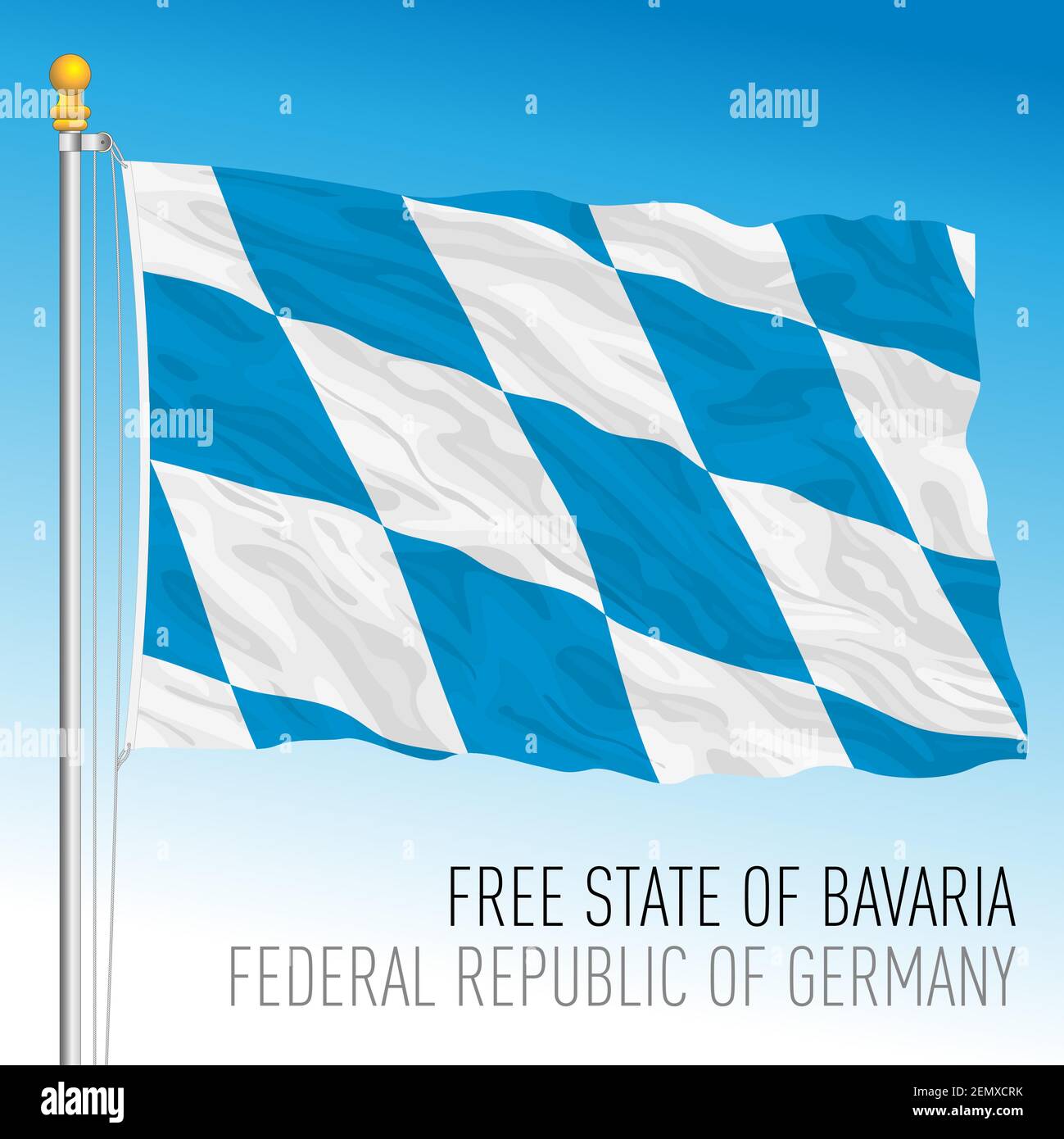 Bandiera della Baviera, stato federale della Germania, europa, illustrazione vettoriale Illustrazione Vettoriale