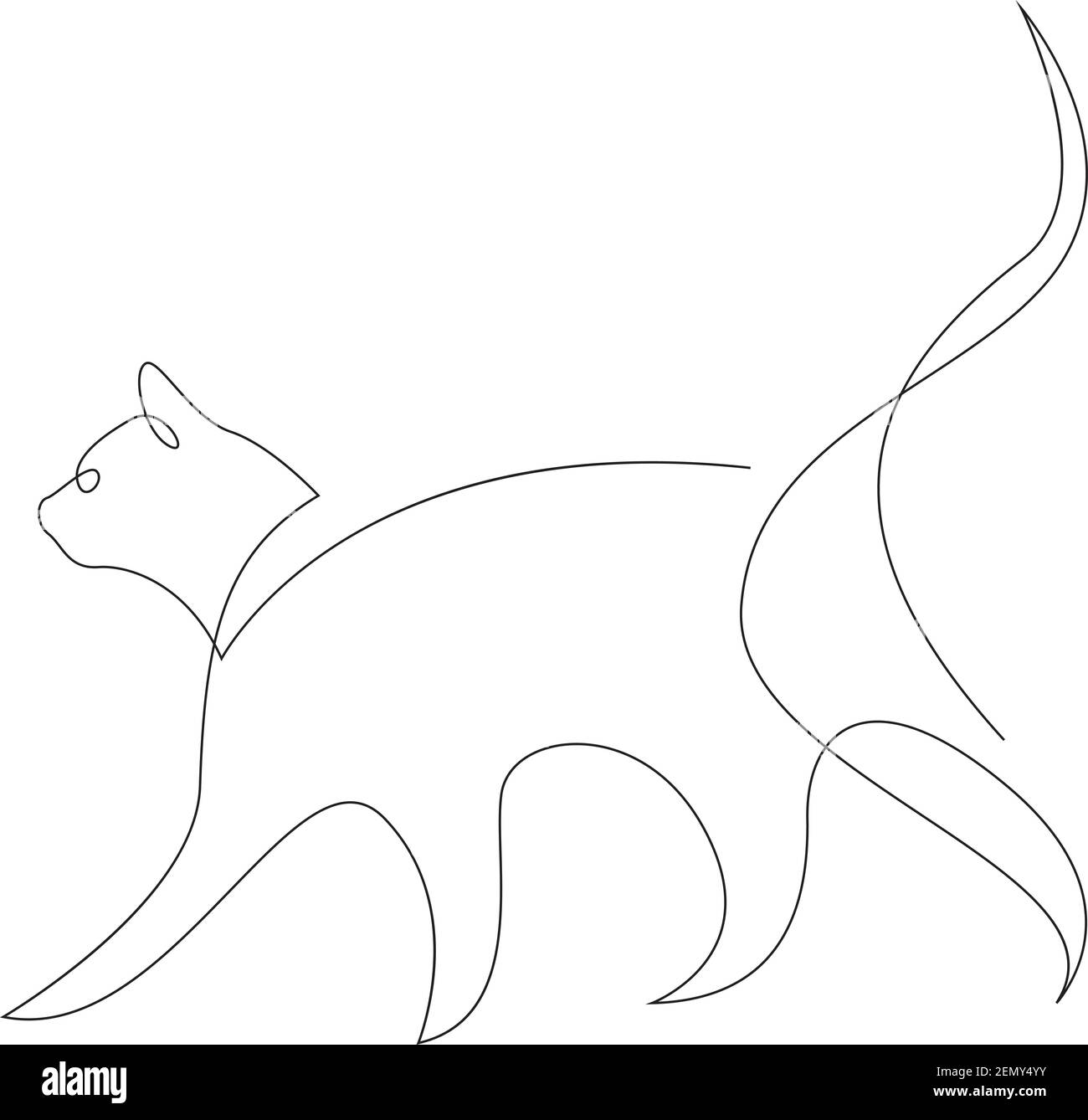 Silhouette Cat a una linea. Illustrazione vettoriale in stile minimalismo disegnata a mano Illustrazione Vettoriale