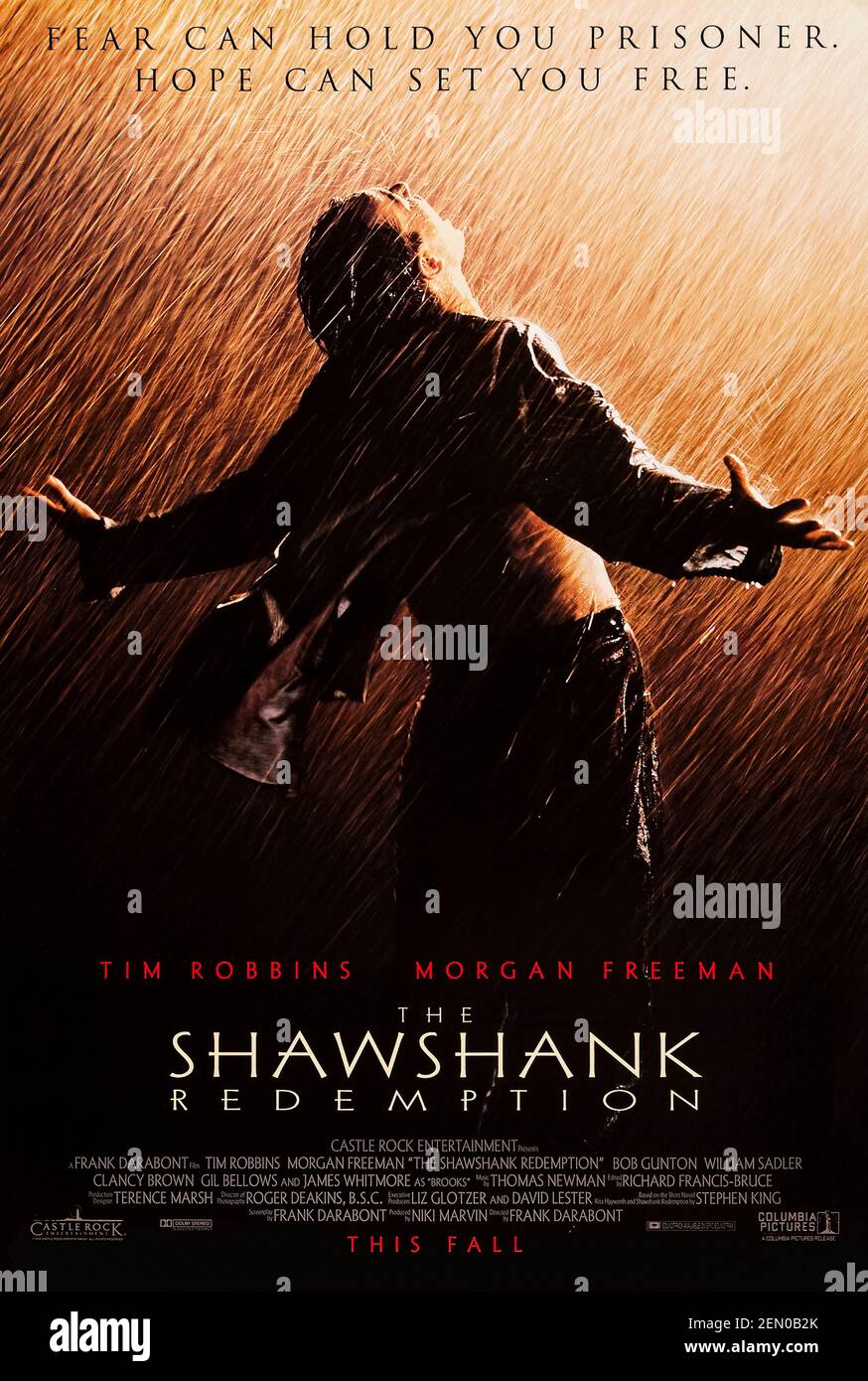 The Shawshank Redemption (1994) diretto da Frank Darabont e interpretato da Tim Robbins, Morgan Freeman e Bob Gunton. Adattamento della breve storia di Stephen King sul legame di amicizia tra due prigionieri che trovano un modo per mantenere viva la speranza in circostanze avverse. Foto Stock