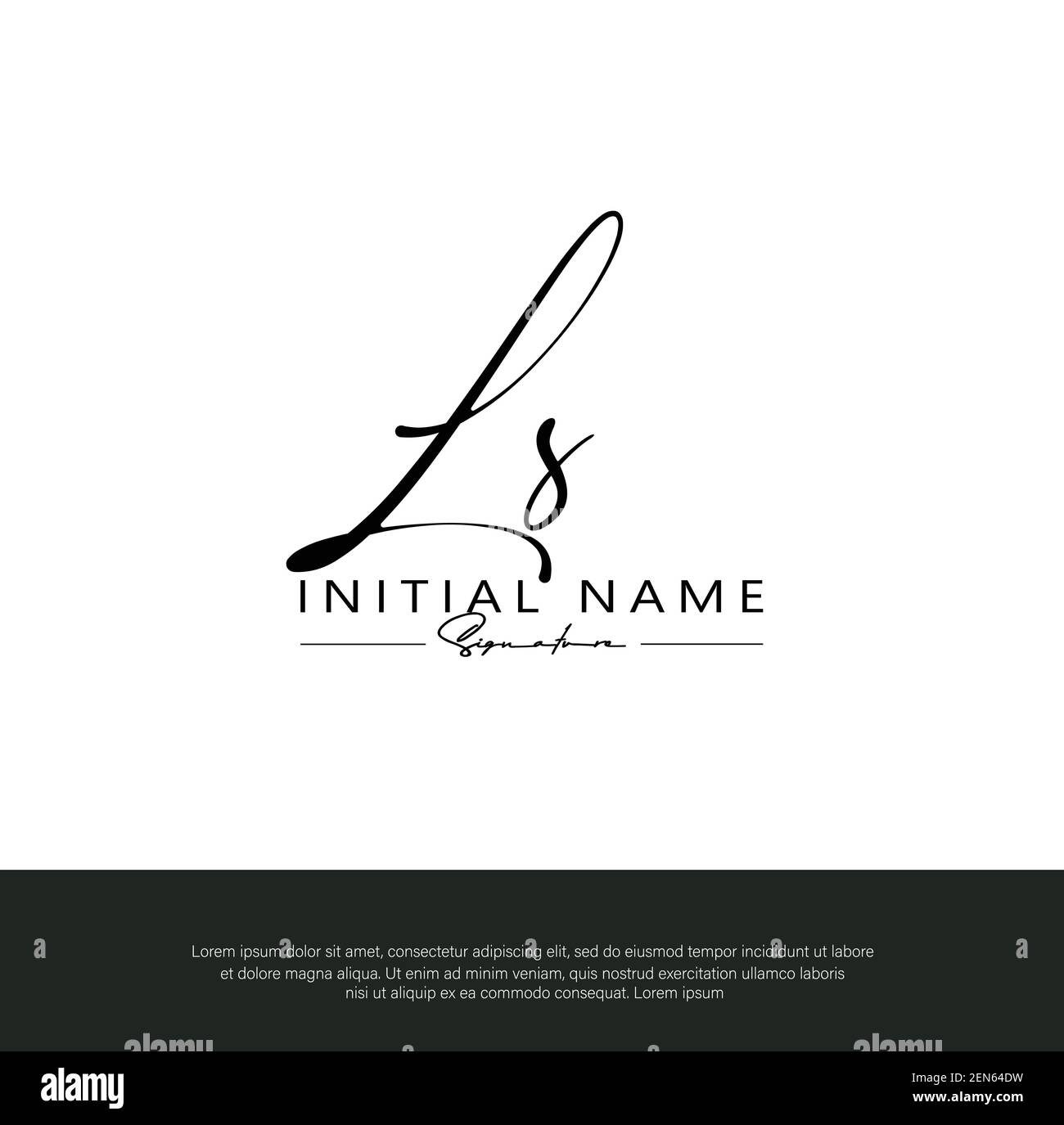 L S LS scritta a mano e logo della firma della lettera iniziale. Beauty Vector primo logo .Moda, boutique, floreale e botanico Illustrazione Vettoriale