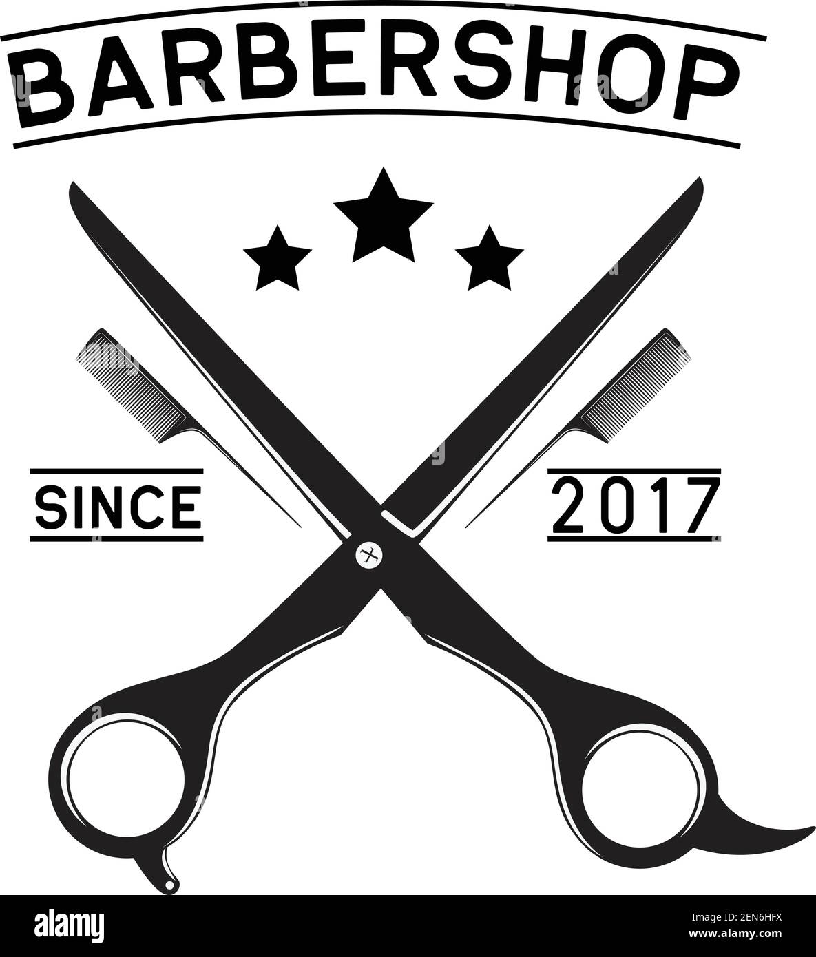 logo barber shop isolato su sfondo bianco, illustrazione vettoriale Illustrazione Vettoriale