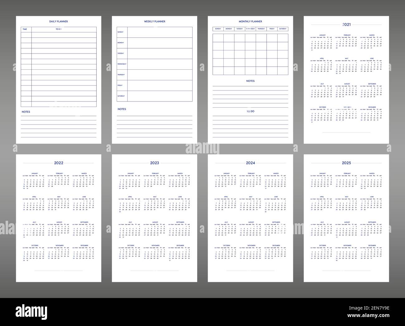 2022 2023 2024 2025 calendario giornaliero settimanale mensile personale  pianificatore diario modello in stile classico rigoroso. programma  individuale in minimo limitato b Immagine e Vettoriale - Alamy