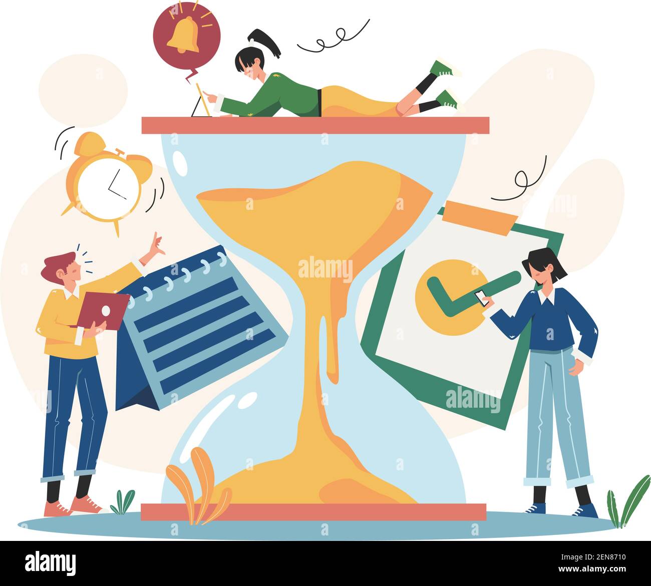 Concetto di gestione del tempo del lavoro di squadra Illustrazione Vettoriale