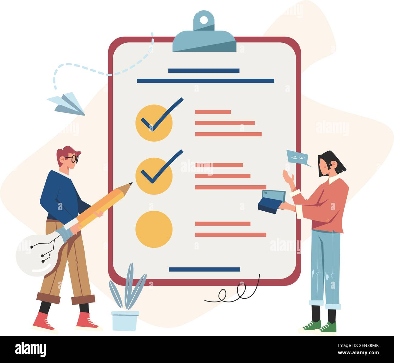 Le persone riportano i dati aziendali annuali Illustrazione Vettoriale