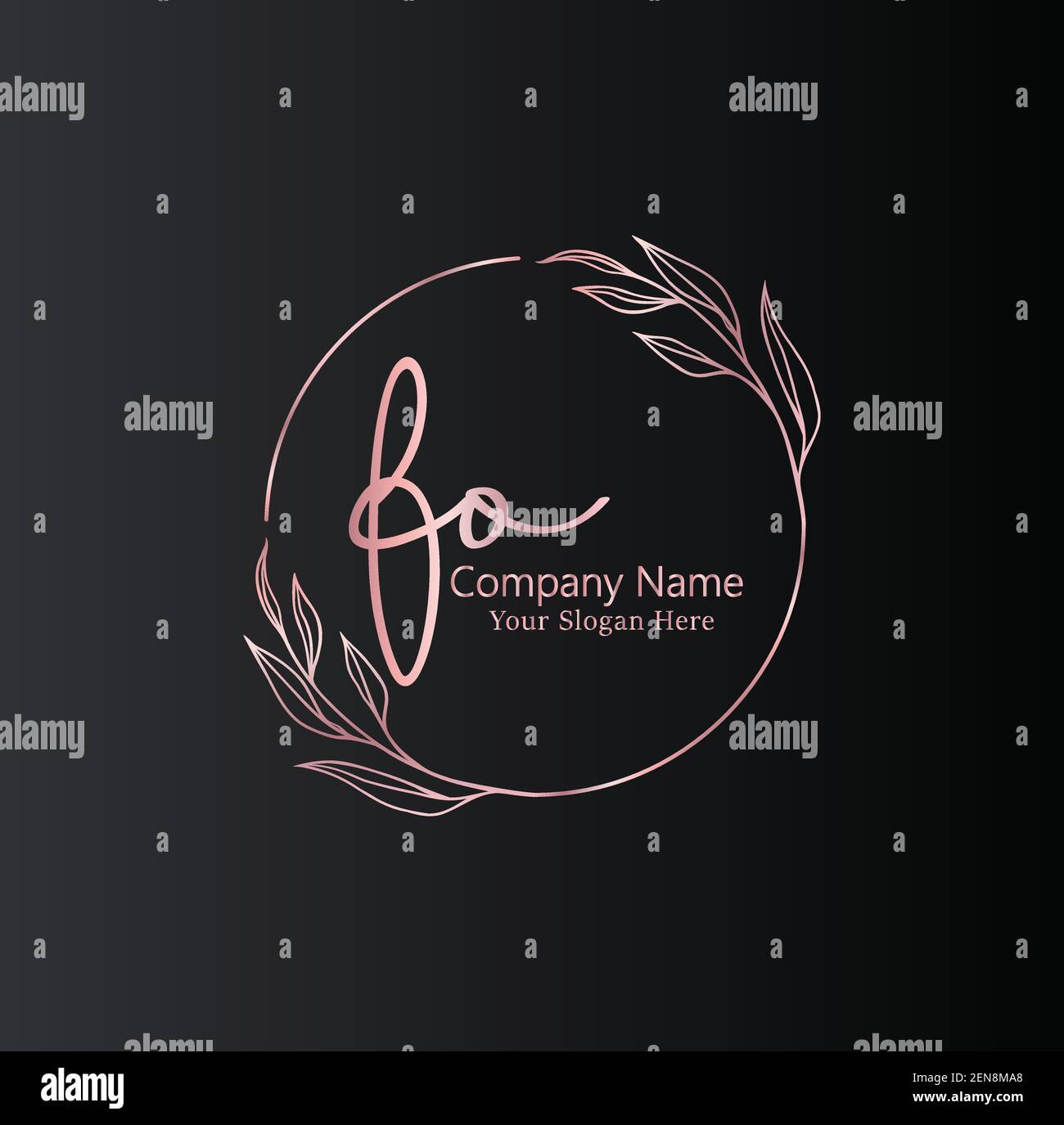 F o FO scrittura a mano della lettera iniziale e logo della firma. Beauty Vector primo logo .Moda, boutique, floreale e botanico Illustrazione Vettoriale