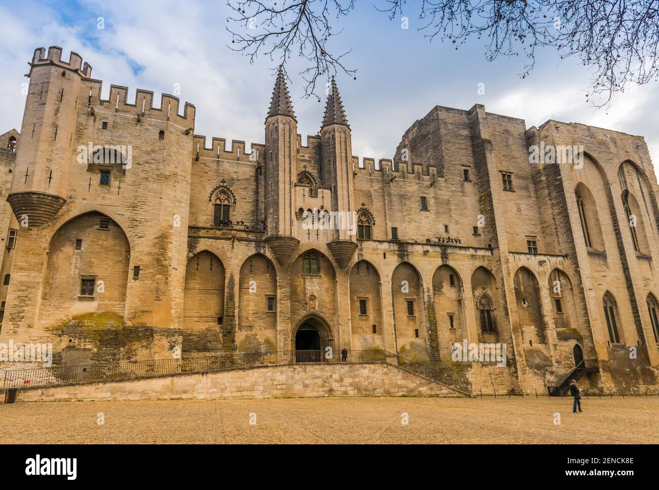 Palazzo dei Papi in inverno, ad Avignone, Provenza, Francia Foto Stock