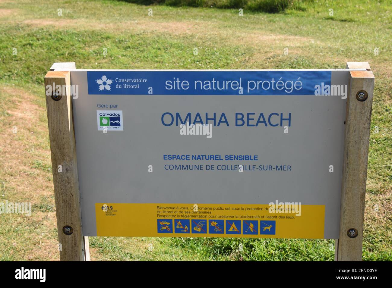 Omaha Beach, sbarco D Day, Normandia, Francia Foto Stock