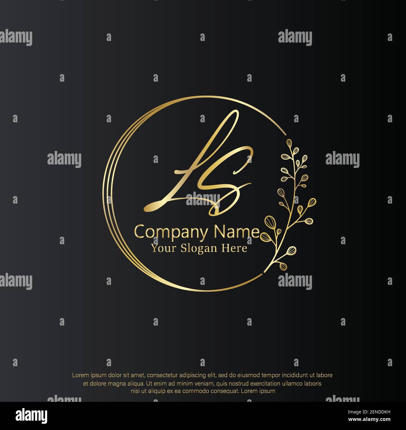 L S LS scritta a mano e logo della firma della lettera iniziale. Beauty Vector primo logo .Moda, boutique, floreale e botanico Illustrazione Vettoriale