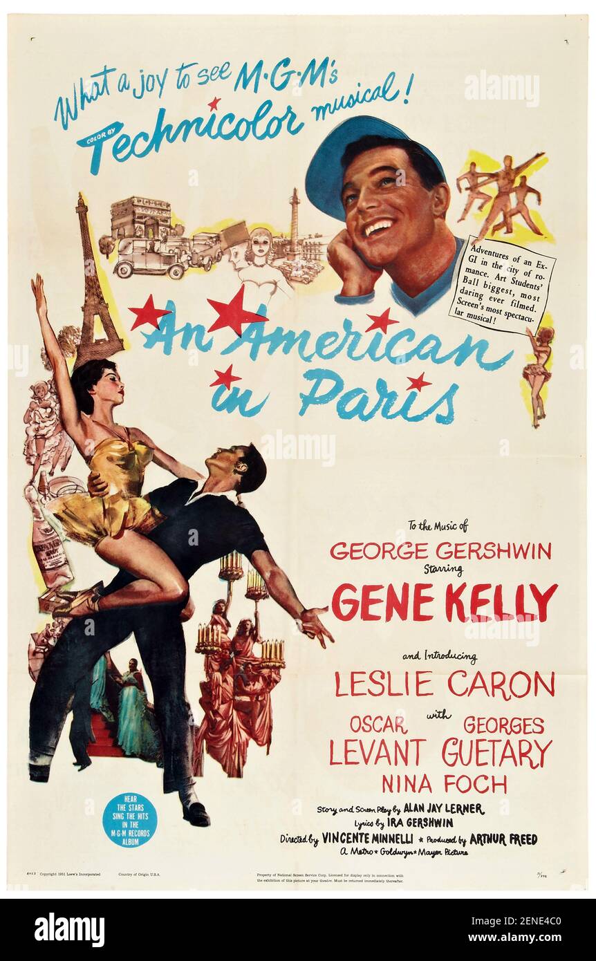 Un americano a Parigi anno : 1951 USA regista : vincente Minnelli gene Kelly, Leslie Caron poster americano Foto Stock