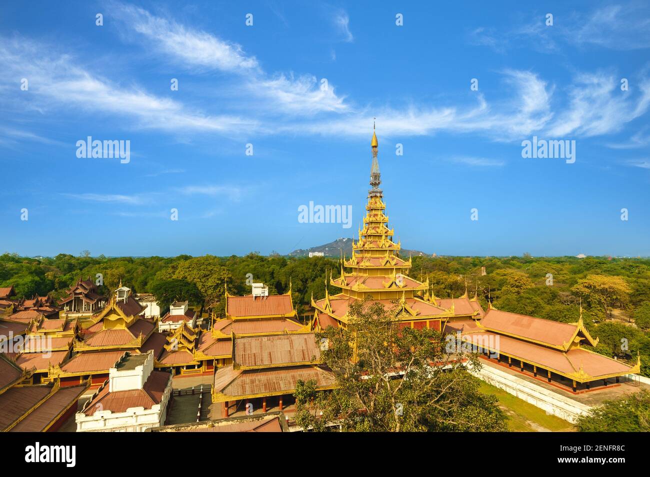 Vista sul palazzo Mandalay di Mandalay, Myanmar Birmania Foto Stock