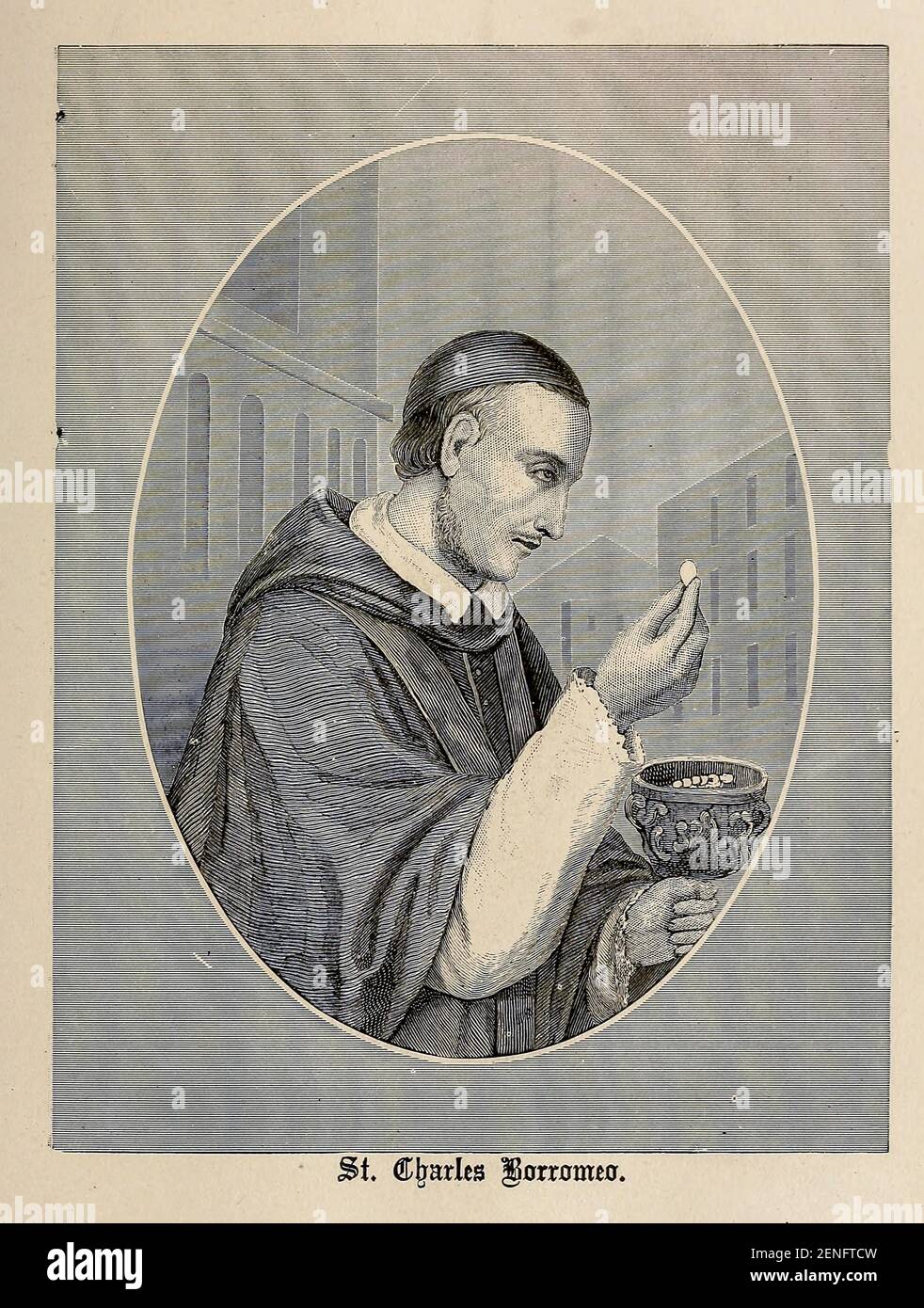 Carlo Borromeo Carlo Borromeo (in latino: Carolus Borromeo, 2 ottobre 1538 – 3 novembre 1584) è stato un . 1564 1584 Fu una figura di spicco del combattimento contro la riforma protestante, insieme ad Ignazio di Loyola e Filippo Neri. In questo ruolo egli è stato responsabile di importanti riforme nella Chiesa cattolica, compresa la fondazione di seminari per l'educazione dei sacerdoti. È onorato come santo dalla Chiesa cattolica, con una festa il 4 novembre. Dalla ' biblioteca pittorica cattolica ' c Foto Stock