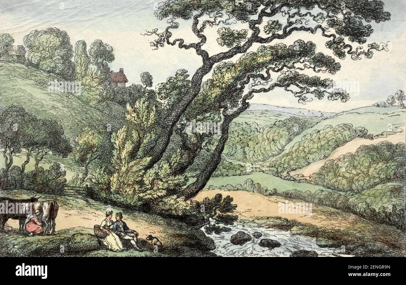 A Cornish View 1810 Thomas Rowlandson (inglese, 1756-1827) Inghilterra, primi del 19 ° secolo incisione, colorato a mano Foto Stock