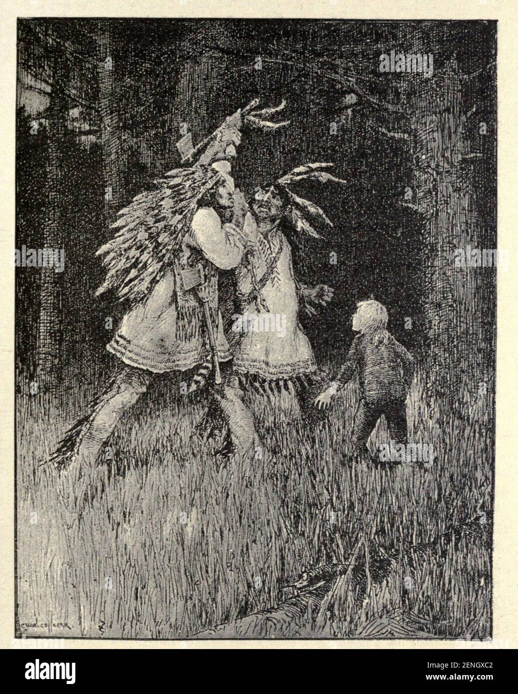 A Boy Among the Red Indians from the book ' The true story book ' edito da ANDREW LANG illustrato da L. BOGLE, LUCIEN DAVIS, H. J. FORD, C. H. M. KERR e LANCELOT SPEED. Pubblicato da Longmans, Green, e Co. Londra e New York nel 1893 Foto Stock