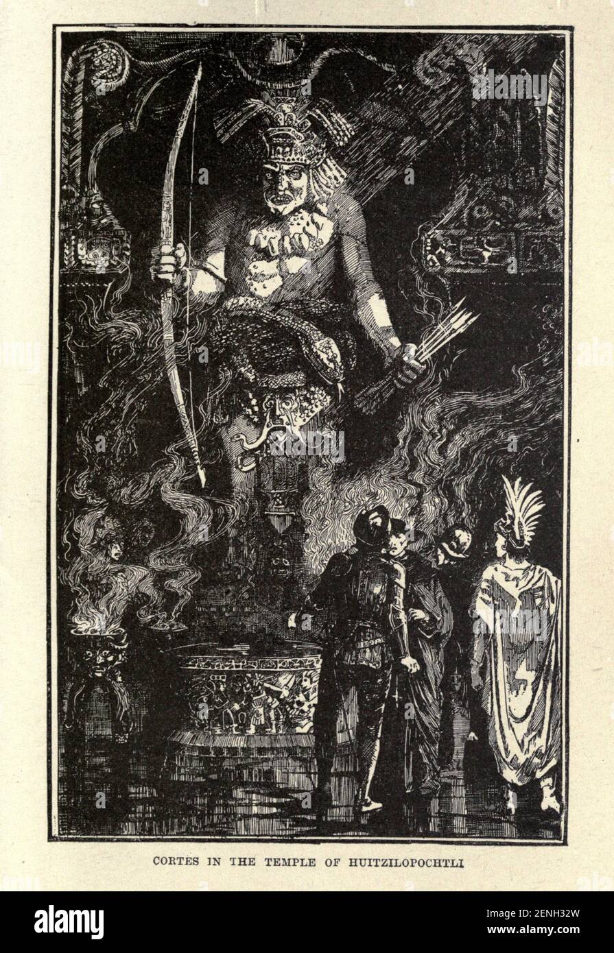 Cortes nel Tempio di Huitzilopochtli che illustra la storia ' la conquista dell'Impero di Montezuma ' dal libro ' il vero libro di storia ' a cura DI ANDREW LANG illustrato da L. BOGLE, LUCIEN DAVIS, H. J. FORD, C. H. M. KERR e LANCELOT SPEED. Pubblicato da Longmans, Green, e Co. Londra e New York nel 1893 Foto Stock