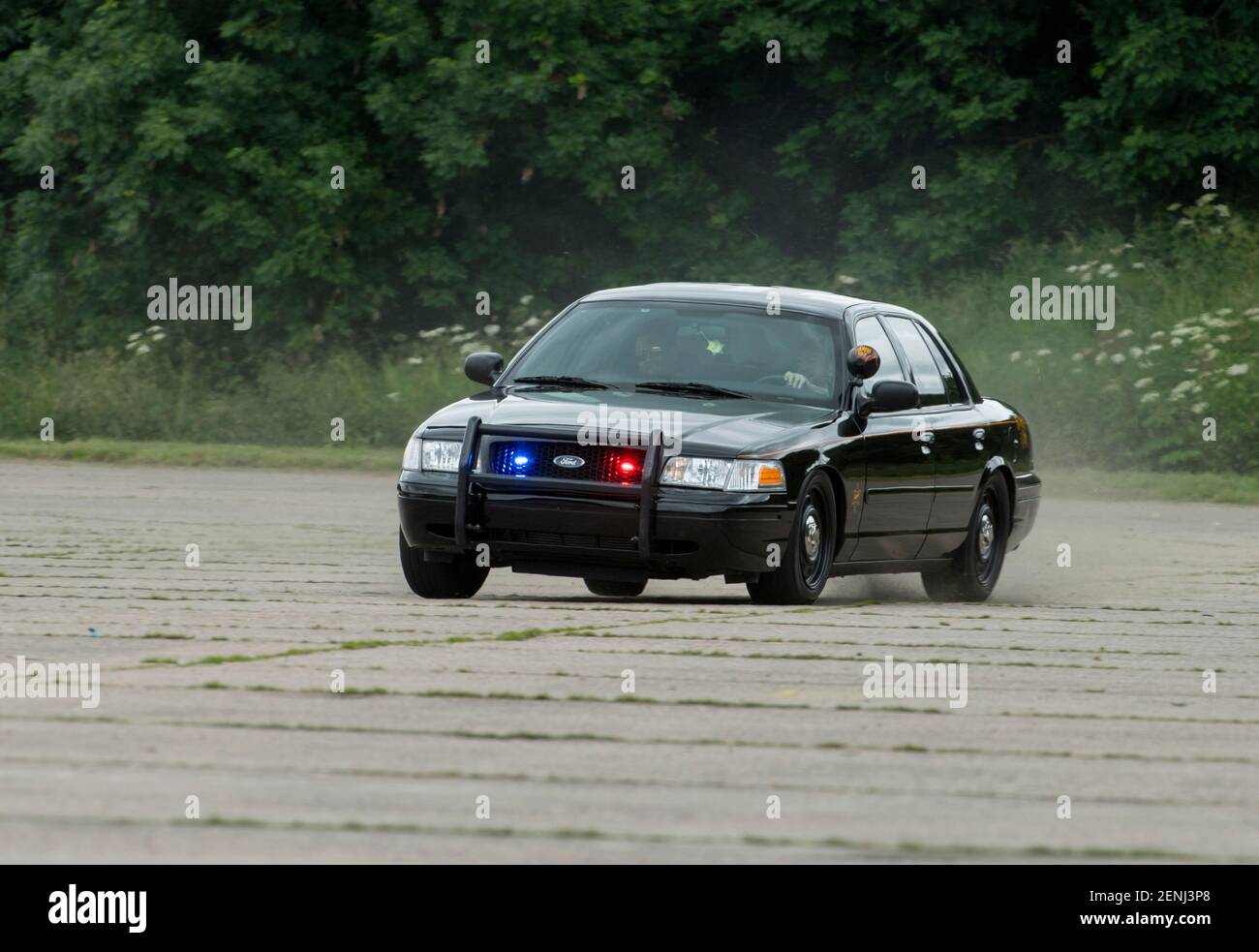 Black Ford Crown Victoria P71 American Police Car Foto Stock
