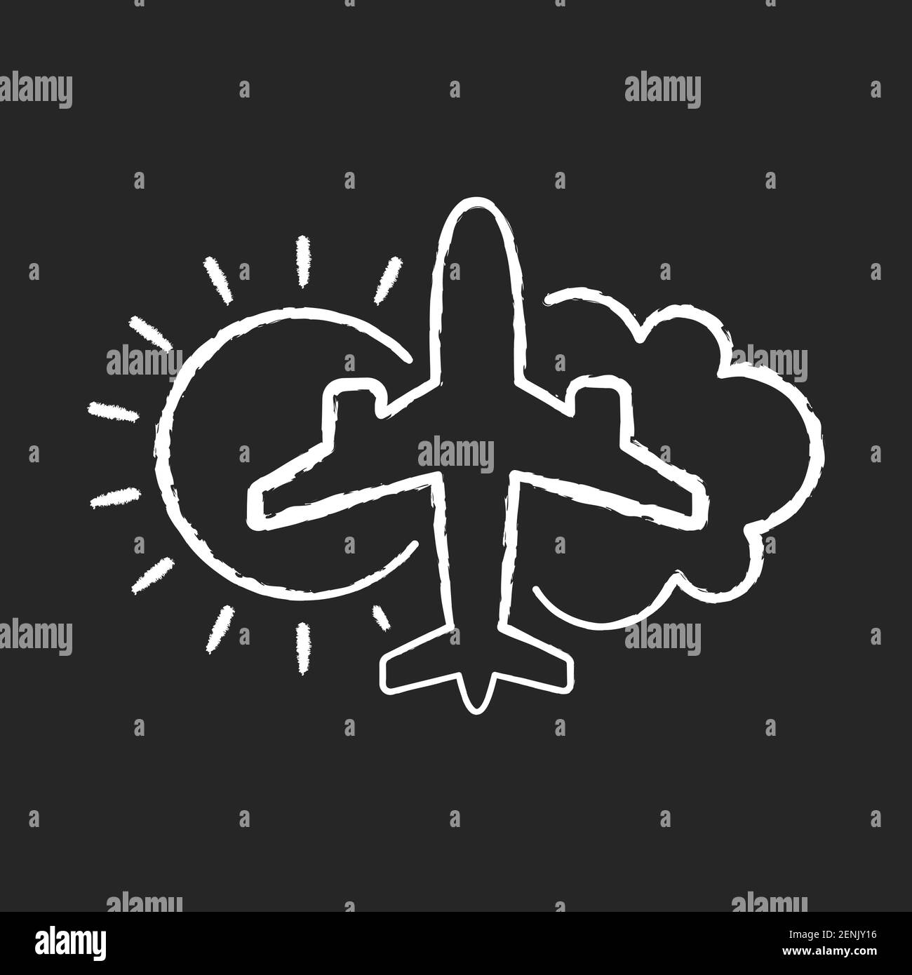 Meteorologia aeronautica gesso bianco icona su sfondo nero Illustrazione Vettoriale