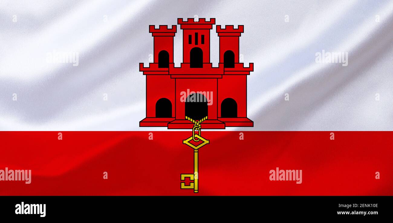 Die Flagge von Gibilterra, Grossbritannien, Regno Unito, Foto Stock