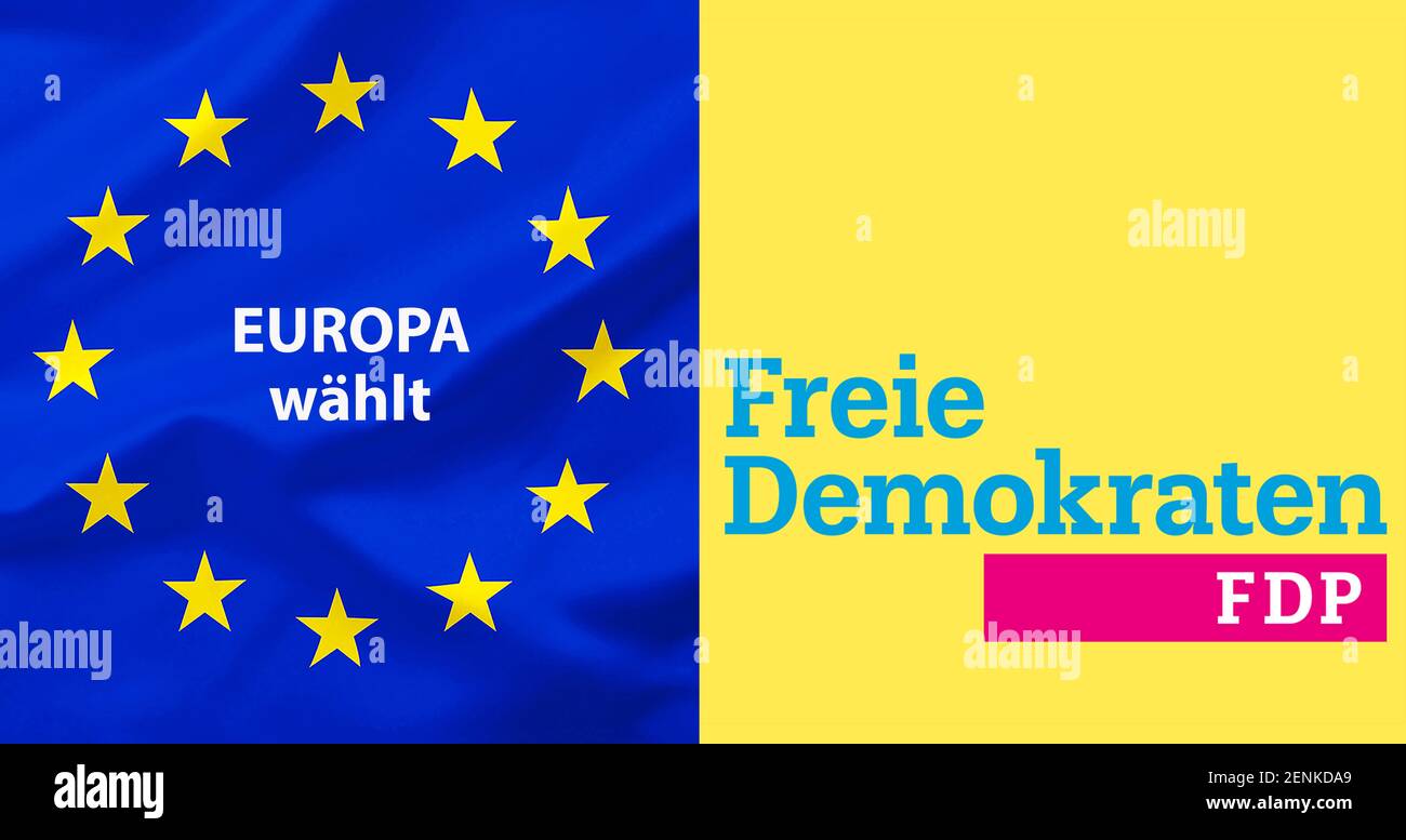 Europawahl, Eurosern, EU, Partei, Parteien, Wahl, Wähler, Logo, FDP, Freie Demokraten, Foto Stock
