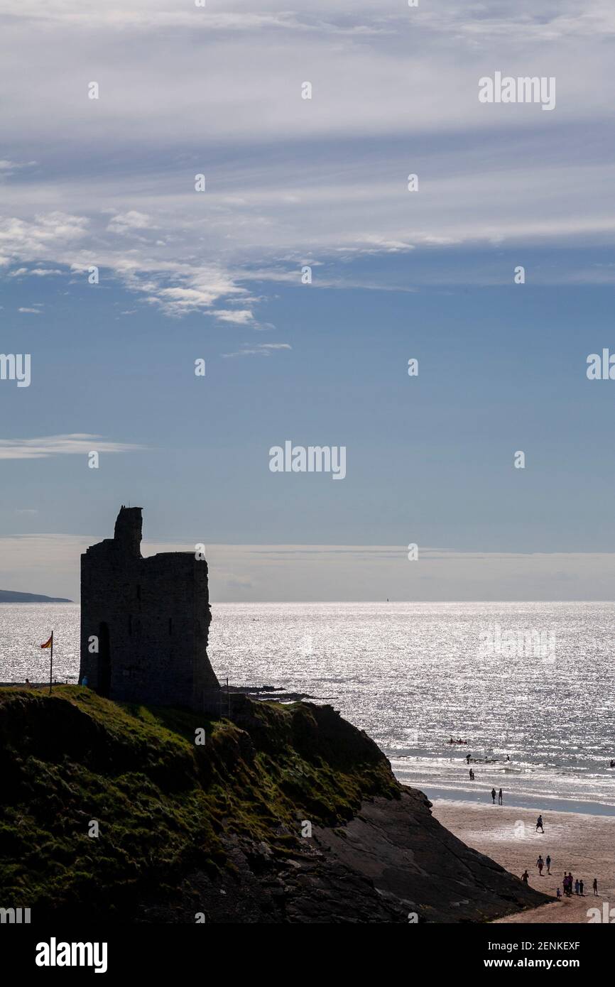 Ballybunion castello, contea di Kerry sulla costa irlandese Foto Stock