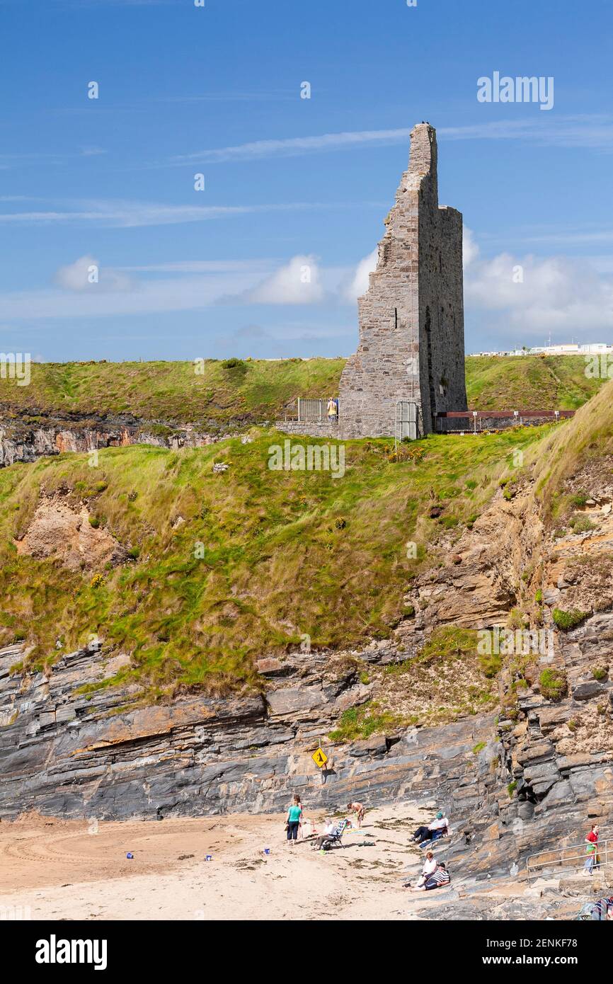 Ballybunion castello, contea di Kerry sulla costa irlandese Foto Stock
