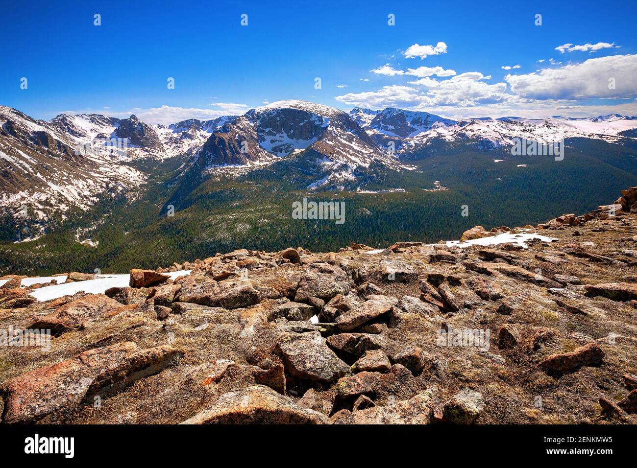 Vista da Forest Canyon Overlook a Rocky Mountains, Colorado, Stati Uniti Foto Stock