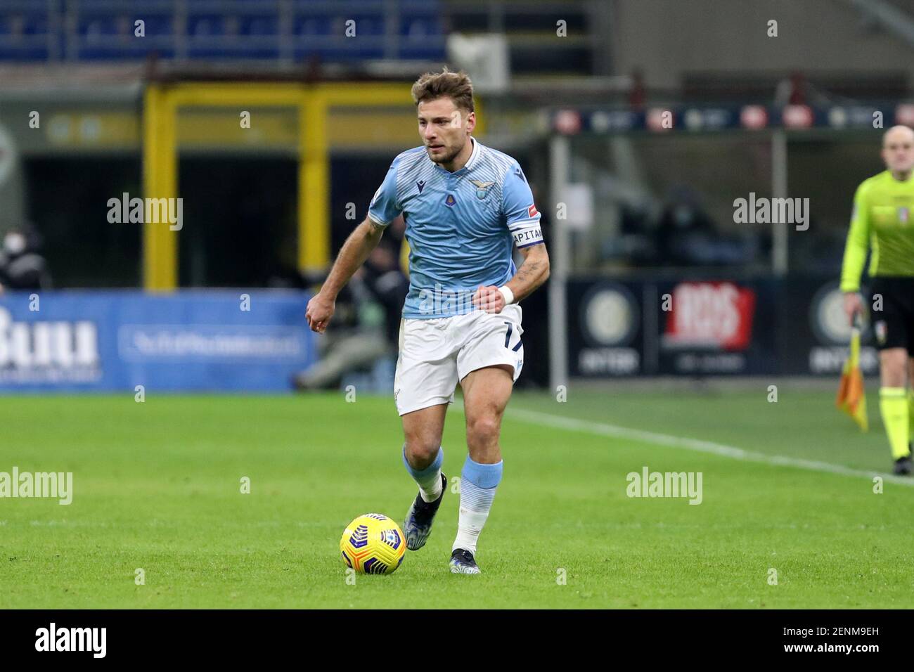 Milano, Italia. 14 febbraio 2021 . Ciro immobile della SS Lazio durante la Serie A partita tra FC Internazionale e SS Lazio. Foto Stock