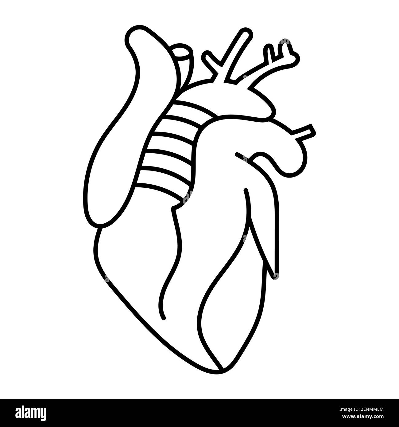 Cuore umano organi interni line art icona per le applicazioni o. sito web Illustrazione Vettoriale