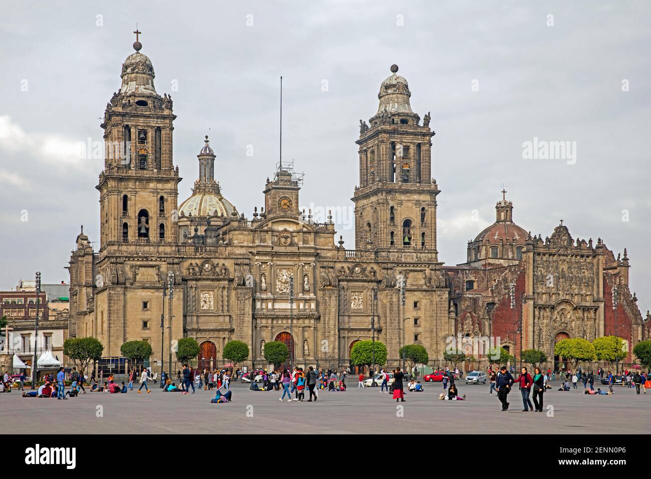 Cattedrale Metropolitana di Città del Messico / Catedral Metropolitana sulla piazza De la Constitución / Plaza del Zócalo nel centro del Messico Città Foto Stock