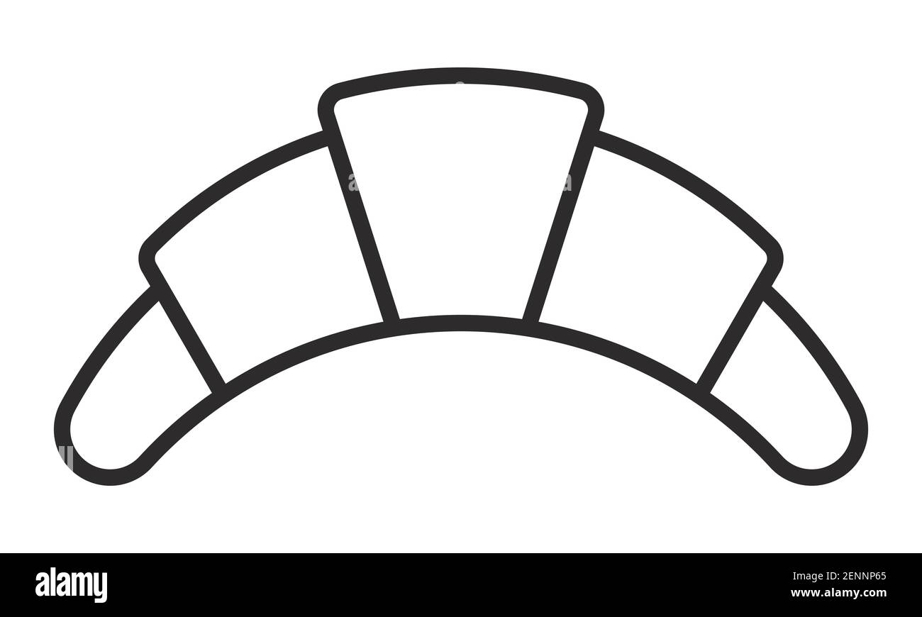 Icona vettore d'arte della linea di pane croissant per applicazioni e siti Web Illustrazione Vettoriale