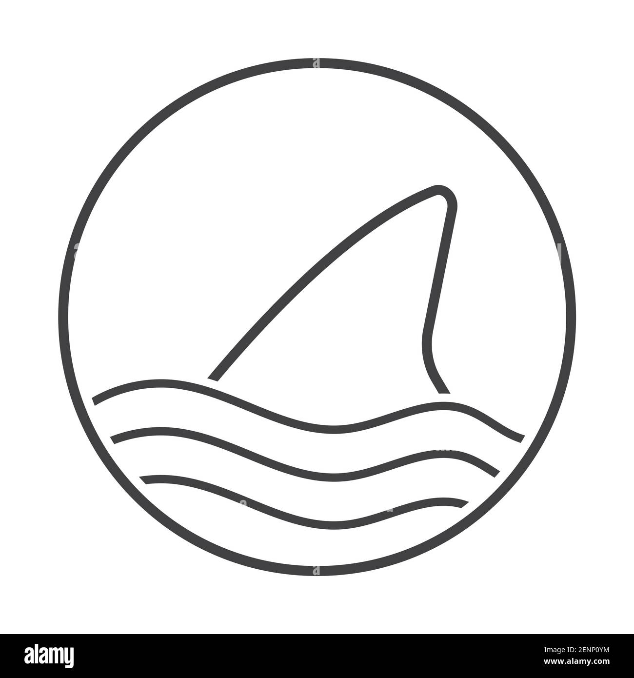 Simbolo di avviso attacco dello squalo con icona dell'arte della linea dorsale dello squalo per applicazioni e siti web Illustrazione Vettoriale