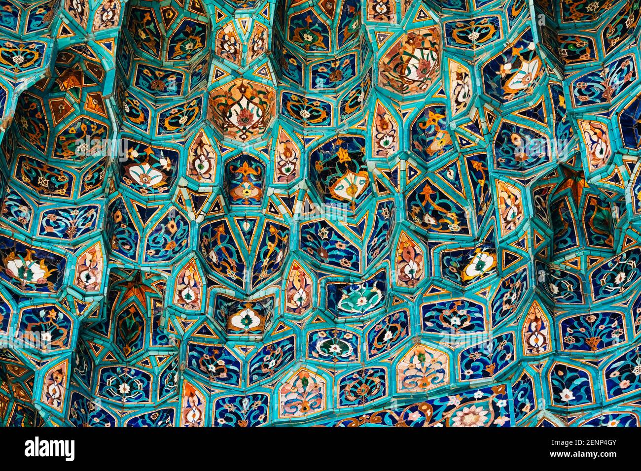 Bella decorazione blu dell'interno del portale di San Moschea di Pietroburgo Foto Stock