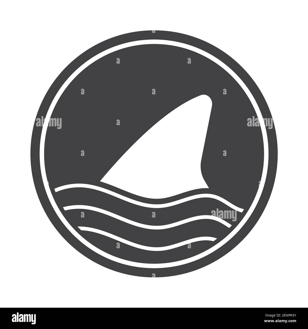 Simbolo di allarme attacco dello squalo con vettore piatto pinna dorsale dello squalo icona per applicazioni e siti web Illustrazione Vettoriale