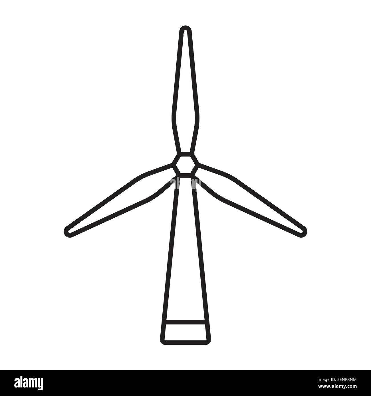 Icona Line art turbine eoliche a energia rinnovabile per applicazioni o sito web Illustrazione Vettoriale