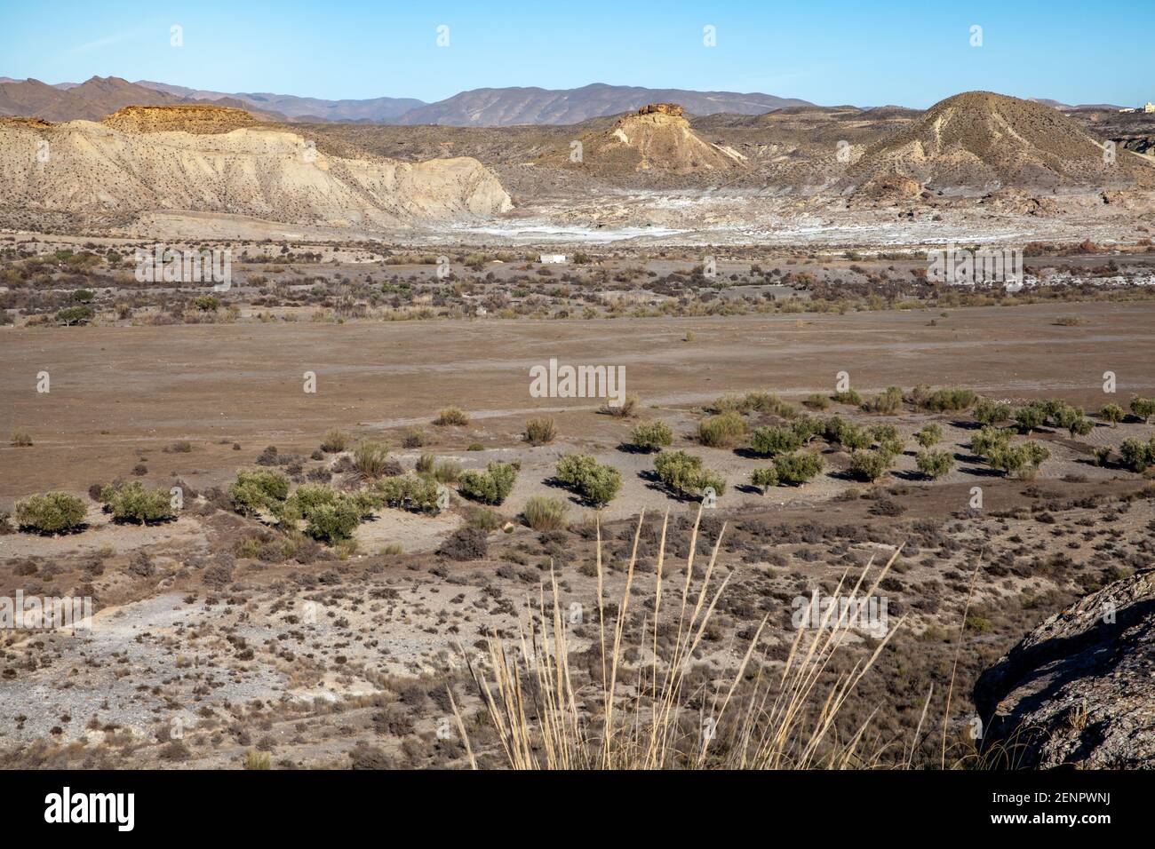 Ampio paesaggio del deserto Tabernas Almeria Spagna avventura natura Viaggiare in Europa Foto Stock
