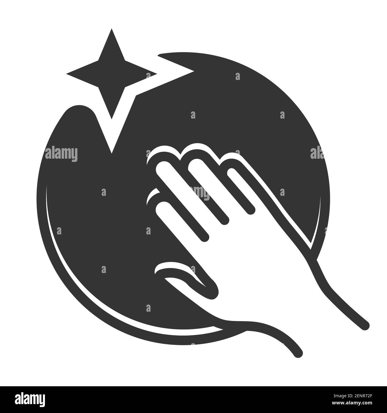 Flat Vector un'icona di pulizia/pulizia con la mano umana per applicazioni o siti web Illustrazione Vettoriale