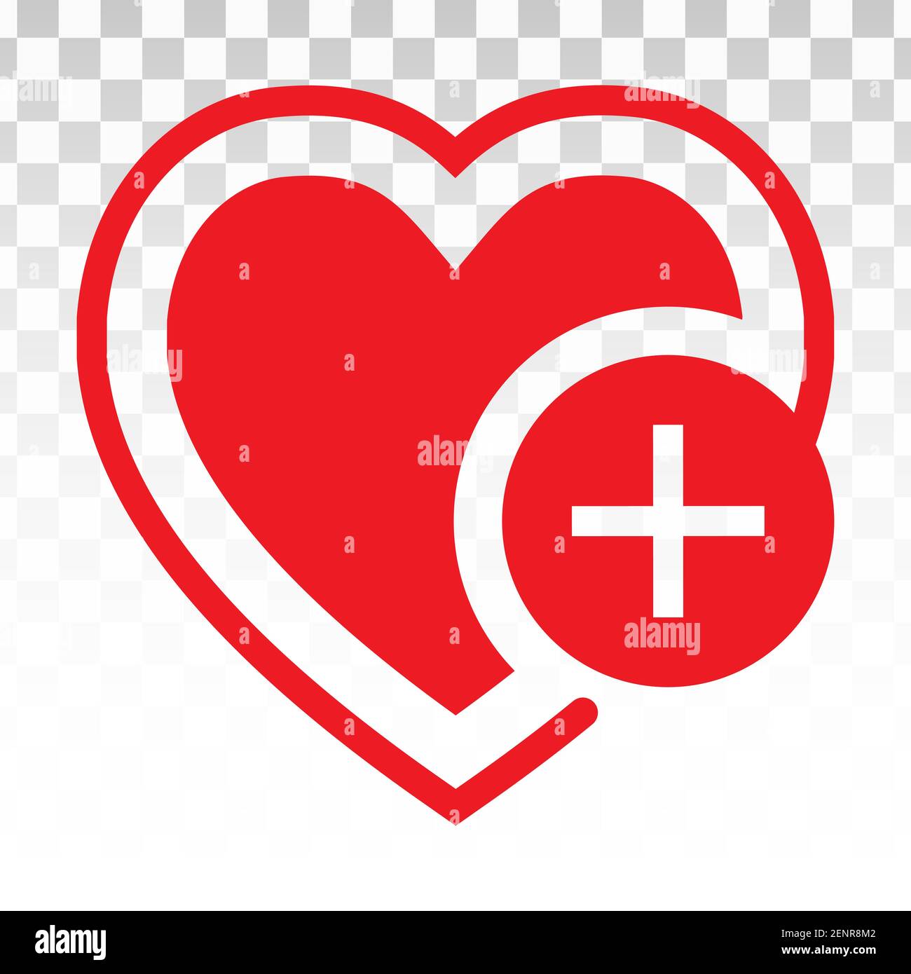 Icona vettore forma del cuore rosso con il segno più o. simboli preferiti per i siti web delle applicazioni Illustrazione Vettoriale